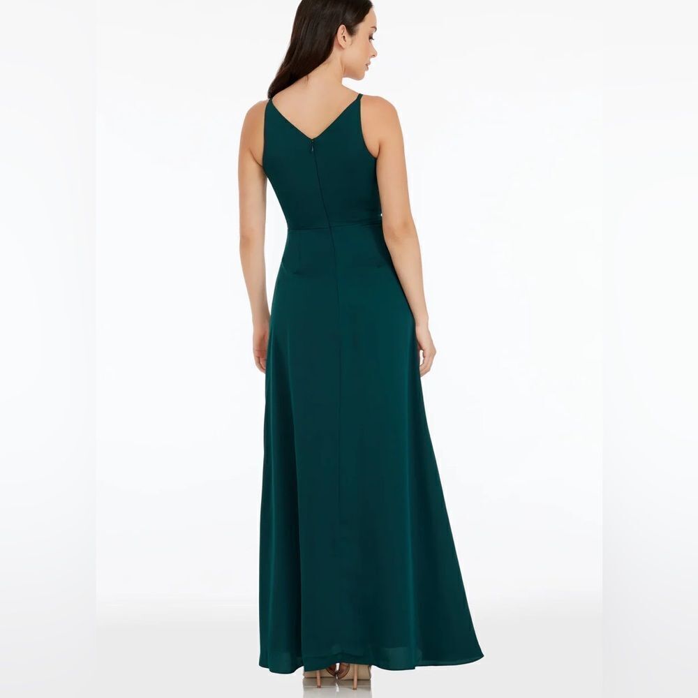 NWT Dress the Population Parker Gown in pine womens size xxs with side slit - Picture 3 of 12